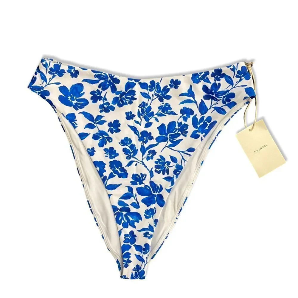 Tularosa Mar Blue White Bikini bottoms Swimwear separate Revolve NWT M